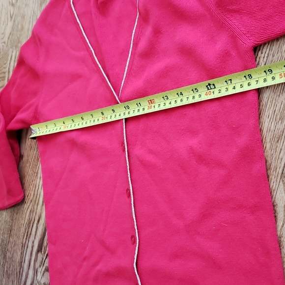 (M) Sparkly Gold Trim V Neck Cardigan Holiday Festive Business Celebration - Picture 6 of 7